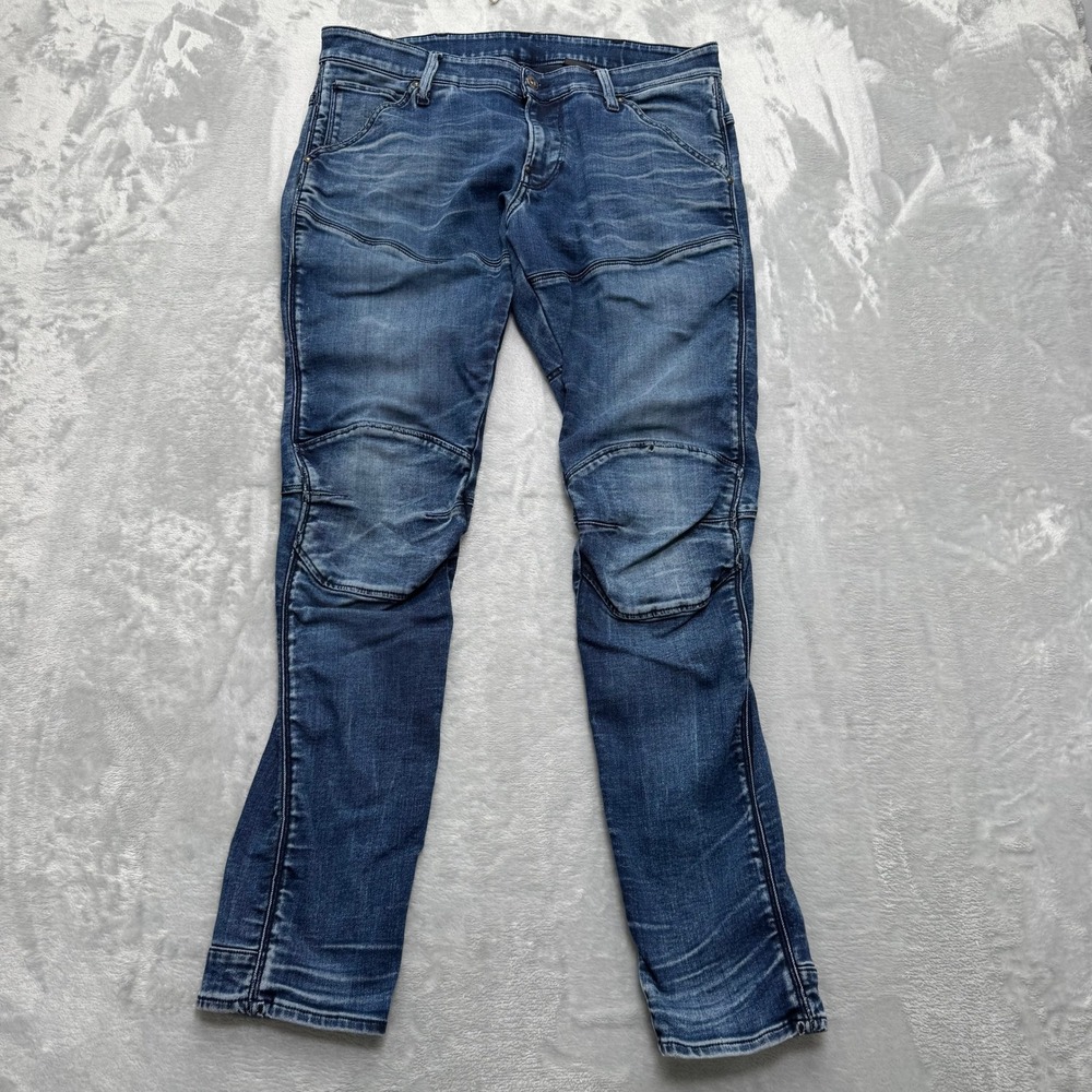 G-Star RAW Jeans Mens 34 Blue 5620 3D Super Slim Elwood Moto Biker Denim
